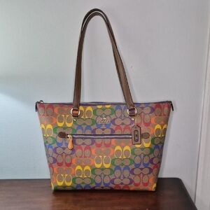 Coach Tote Pride Edition 2022 Vibrant Multicolor Signature Tote CA555